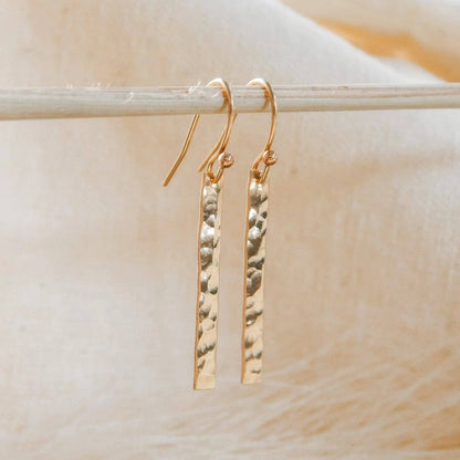 Hammered Bar Dangle Earrings